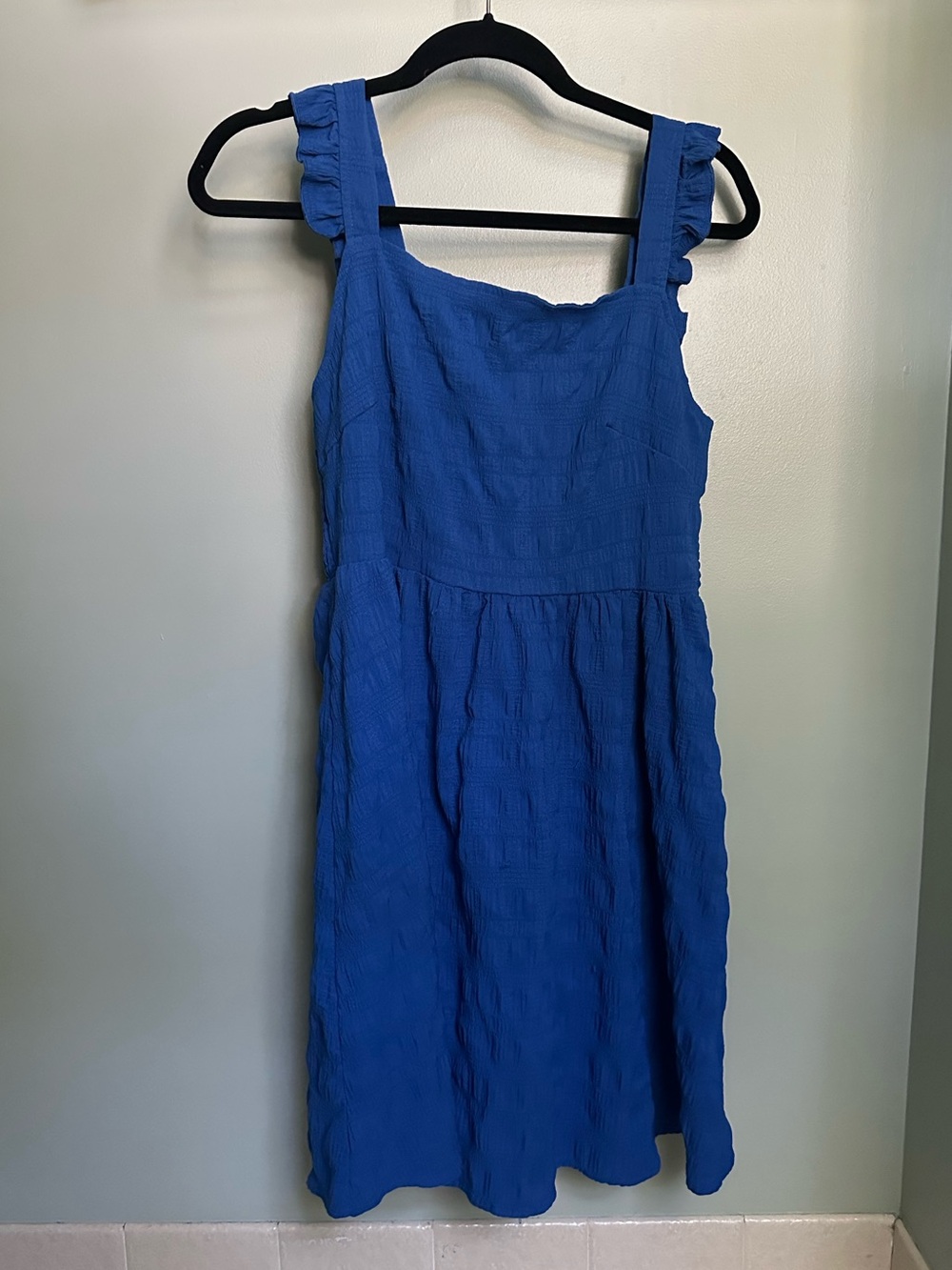 Women's Cobalt Midi Dress with Ruffle Straps